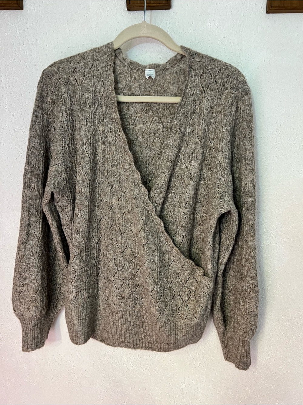 Old Navy Taupe Cable Wrap Cardigan Sweater